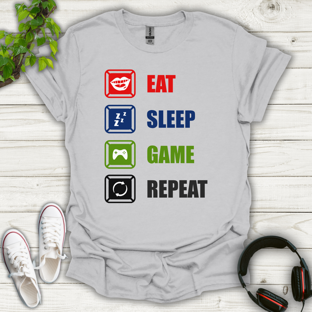 Eat Sleep Game Repeat T-shirt