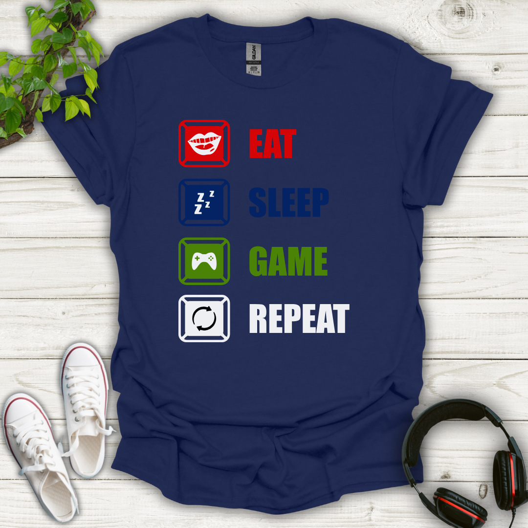 Eat Sleep Game Repeat T-shirt