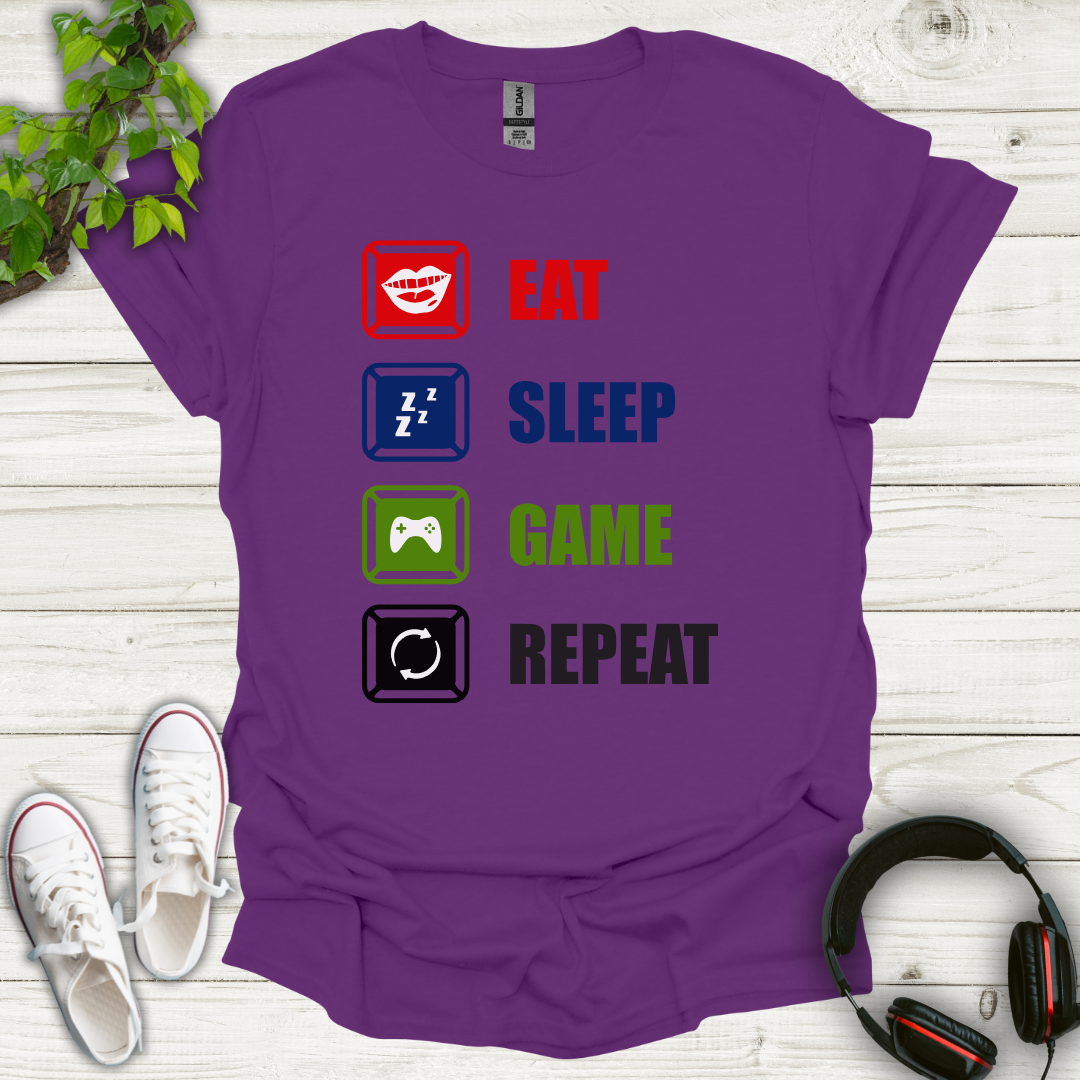 Eat Sleep Game Repeat T-shirt