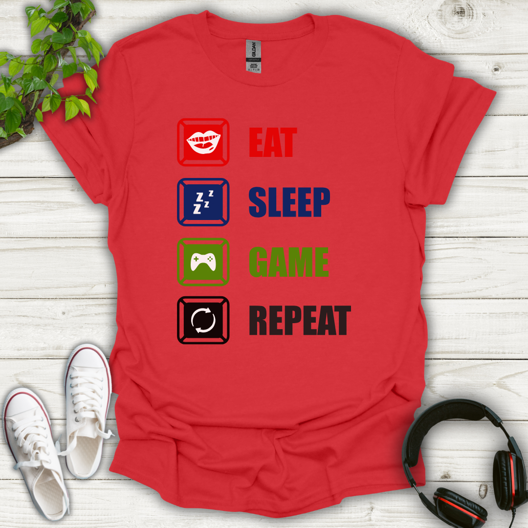 Eat Sleep Game Repeat T-shirt