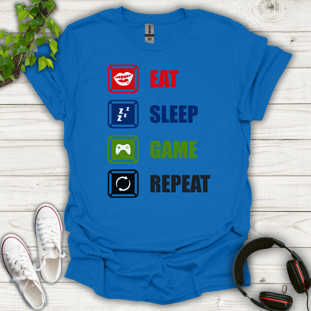 Eat Sleep Game Repeat T-shirt