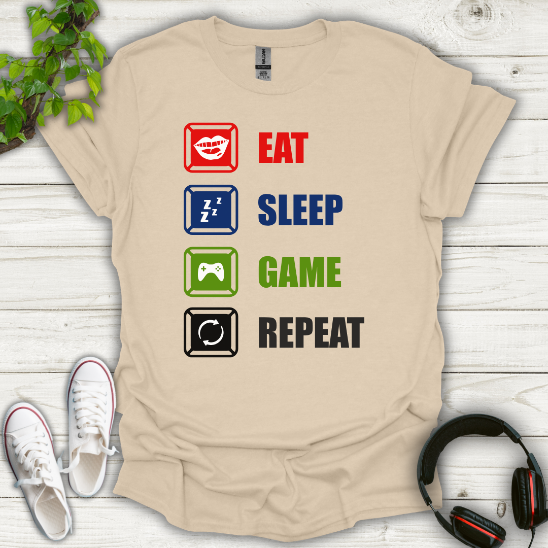 Eat Sleep Game Repeat T-shirt