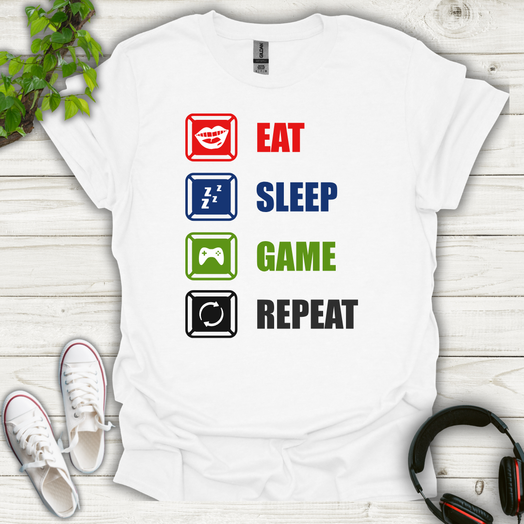 Eat Sleep Game Repeat T-shirt