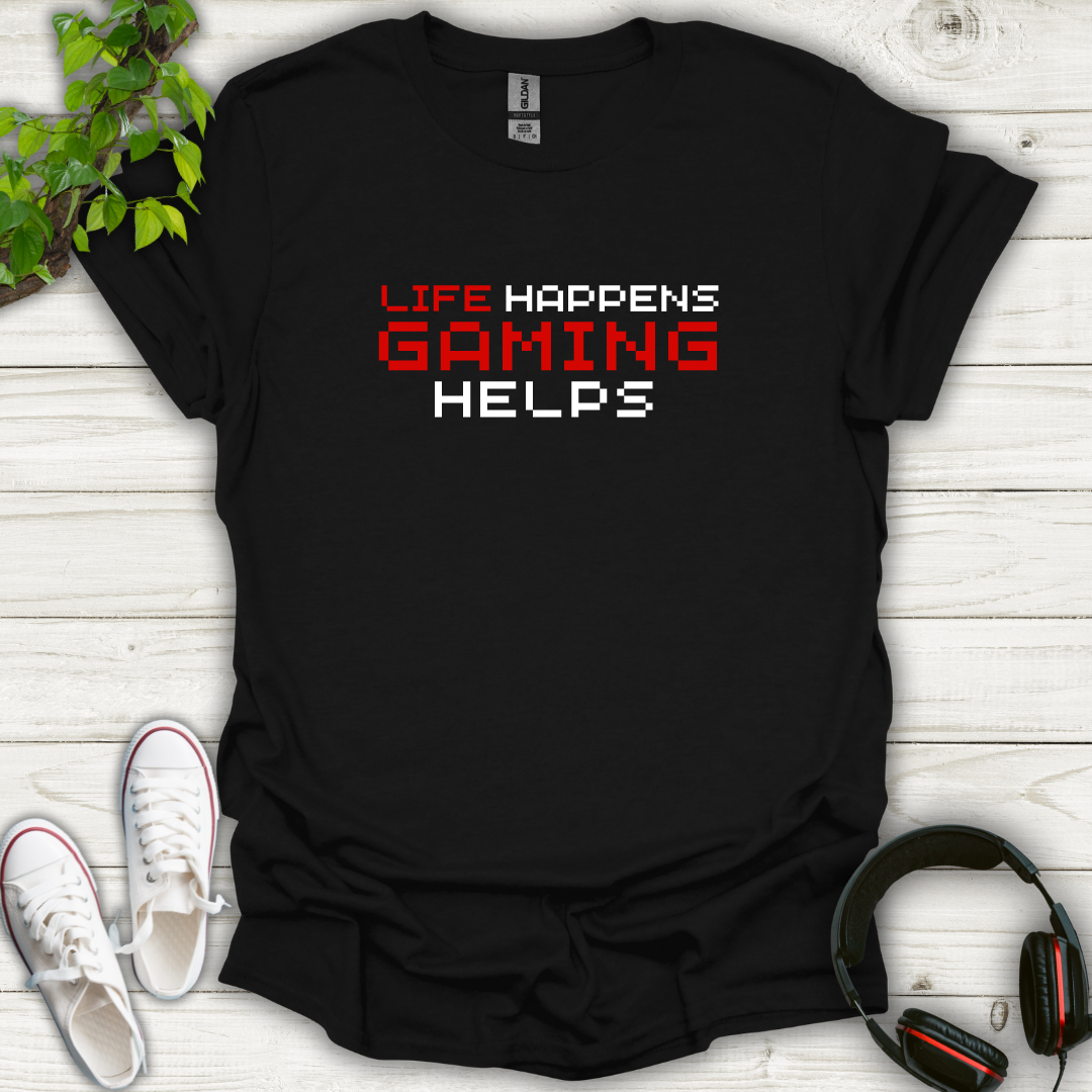 Life happen Gaming Helps (Retro) T-shirt