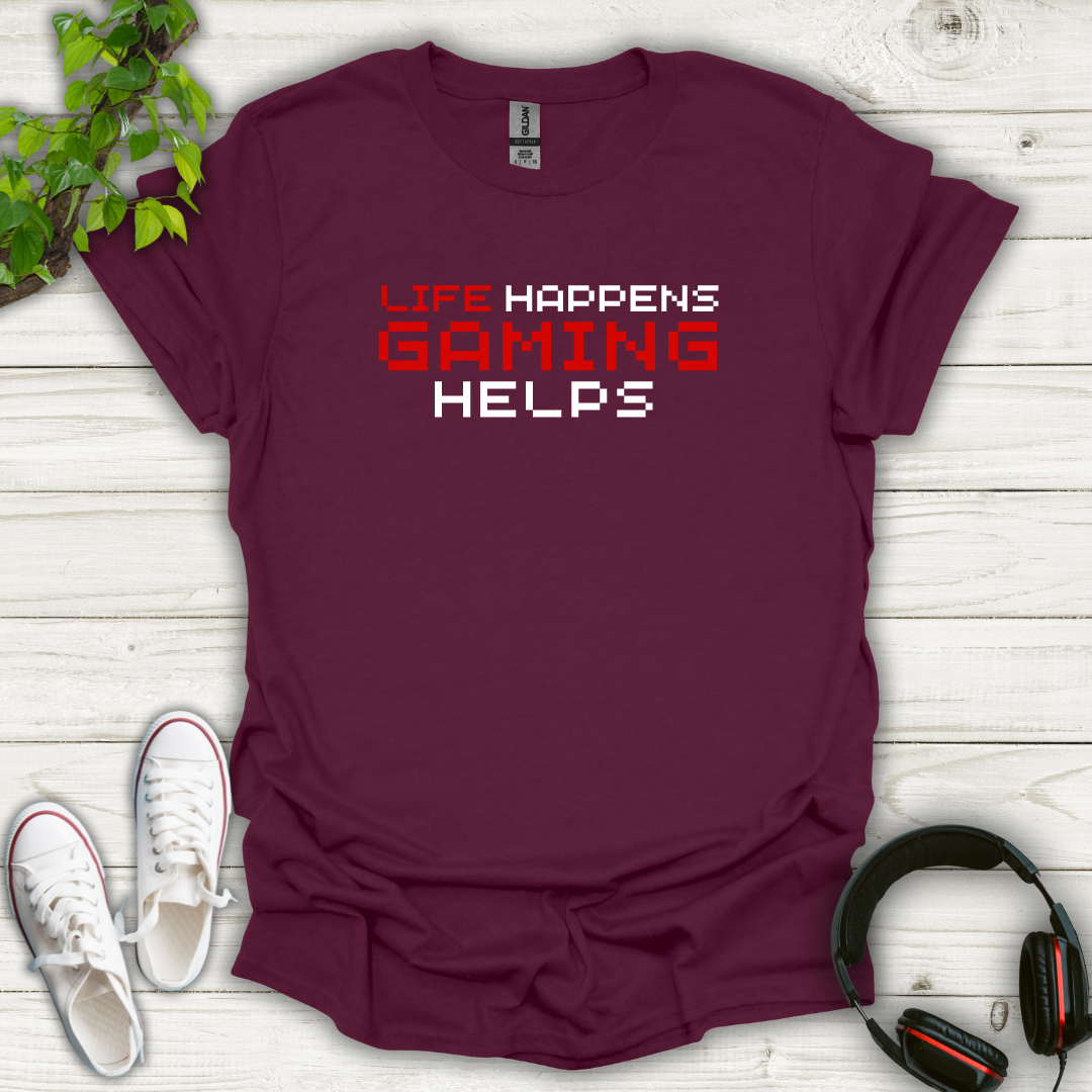 Life happen Gaming Helps (Retro) T-shirt