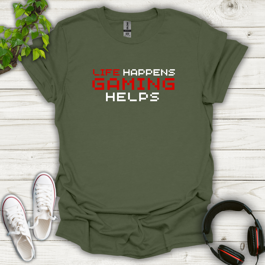 Life happen Gaming Helps (Retro) T-shirt